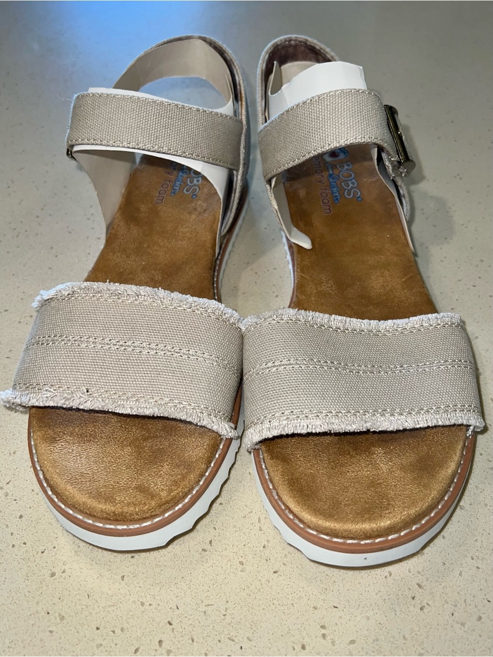 BOBS Sketchers Women's Size 9 Beige Canvas Strap Sandals NEW WITH TAGS - Picture 3 of 8